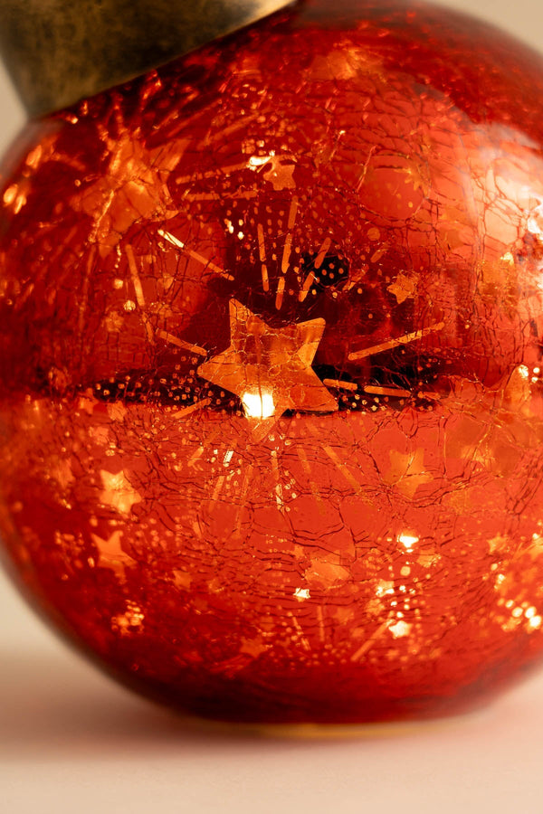 Carraig Donn Christmas Glass Red LED Bauble Decoration