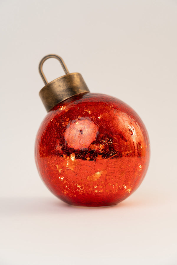 Carraig Donn Christmas Glass Red LED Bauble Decoration