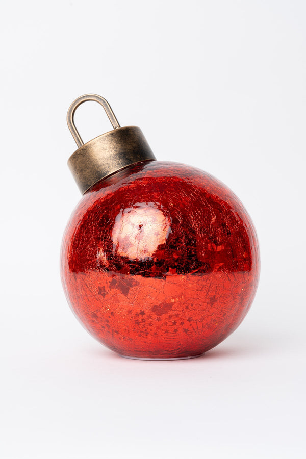 Carraig Donn Christmas Glass Red LED Bauble Decoration