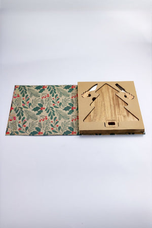 Carraig Donn Christmas Tree Acacia Wood Cheese Gift Set