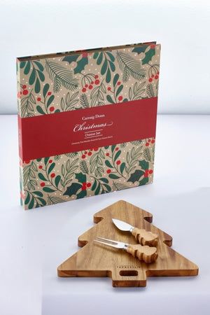 Carraig Donn Christmas Tree Acacia Wood Cheese Gift Set