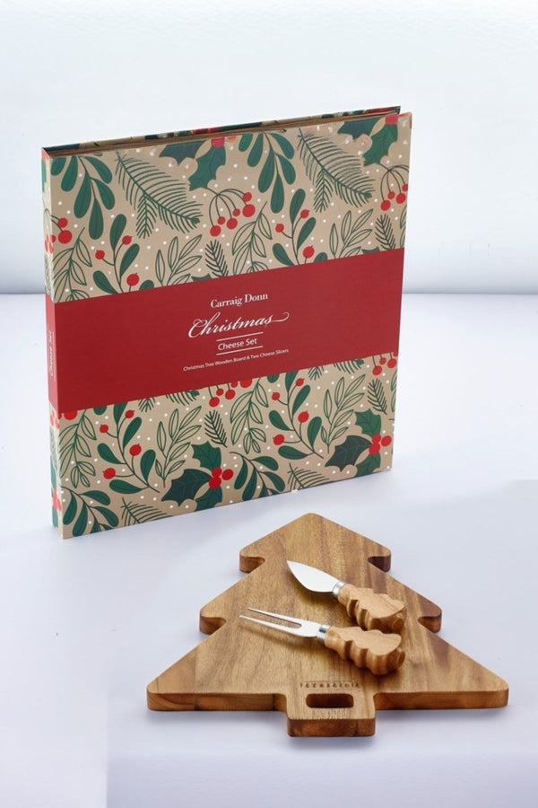 Carraig Donn Christmas Tree Acacia Wood Cheese Gift Set