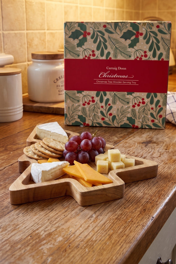 Carraig Donn Christmas Tree Acacia Wood Serving Gift Set
