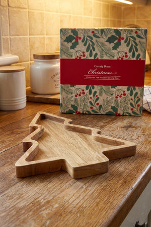 Carraig Donn Christmas Tree Acacia Wood Serving Gift Set