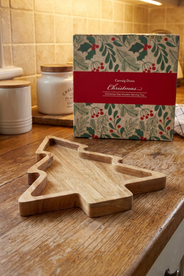 Carraig Donn Christmas Tree Acacia Wood Serving Gift Set