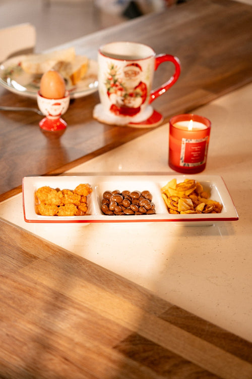 Christmas Tree, Santa & Gingerbread Man Rectangle 3 Section Dip Dish
