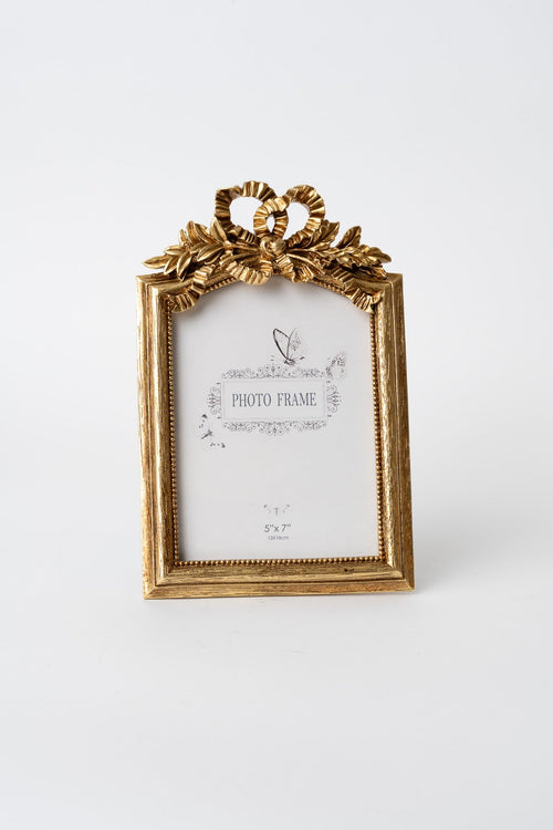 Cleo Bow & Leaves Gold 5x7 Photo Frame