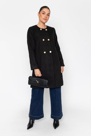 Carraig Donn Collarless Double Breasted Coat
