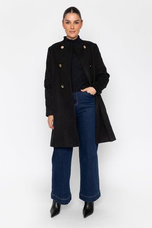 Carraig Donn Collarless Double Breasted Coat
