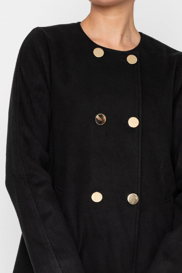 Carraig Donn Collarless Double Breasted Coat