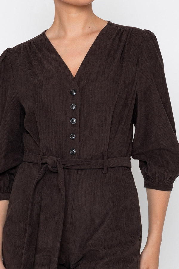 Carraig Donn Corduroy Wide Leg Jumpsuit Brown