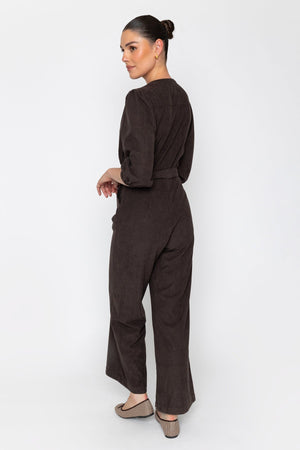 Carraig Donn Corduroy Wide Leg Jumpsuit Brown