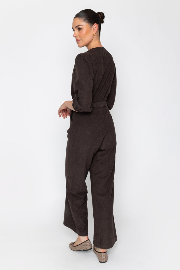 Carraig Donn Corduroy Wide Leg Jumpsuit Brown