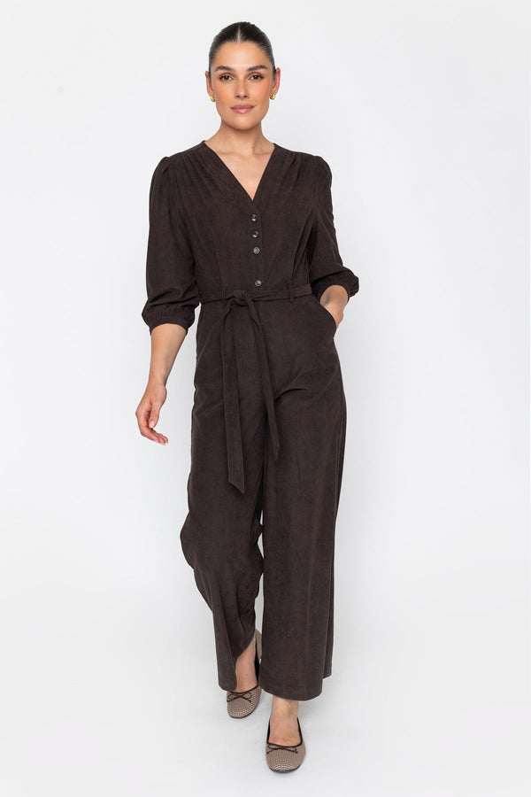 Carraig Donn Corduroy Wide Leg Jumpsuit Brown