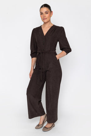 Carraig Donn Corduroy Wide Leg Jumpsuit Brown
