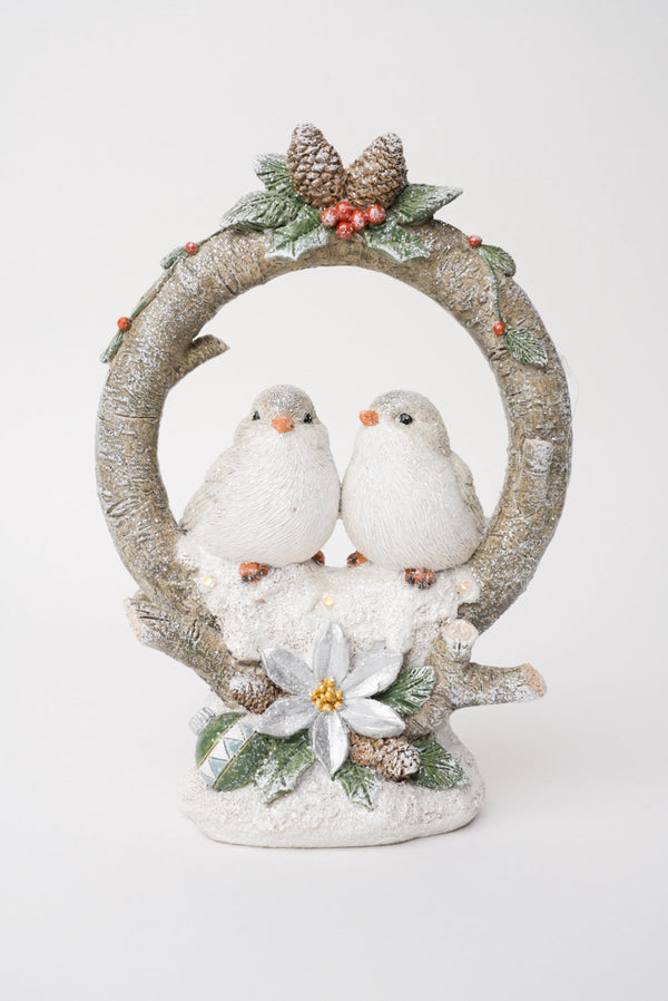 Carraig Donn Couple Of Birds in Wreath Light Up Christmas Decoration