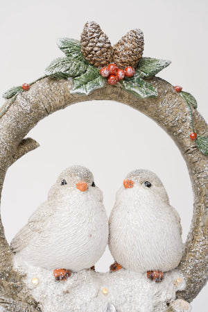 Carraig Donn Couple Of Birds in Wreath Light Up Christmas Decoration