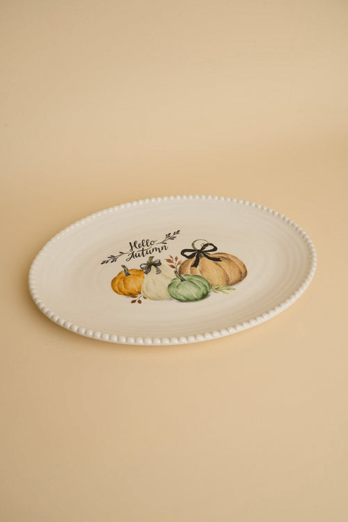 Carraig Donn Cream Ceramic Halloween Pumpkin Platter