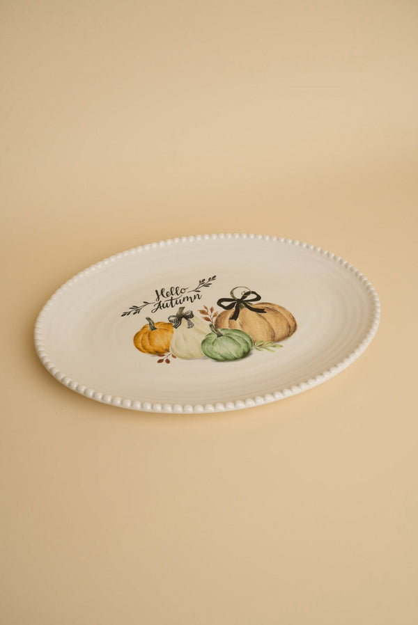 Carraig Donn Cream Ceramic Halloween Pumpkin Platter