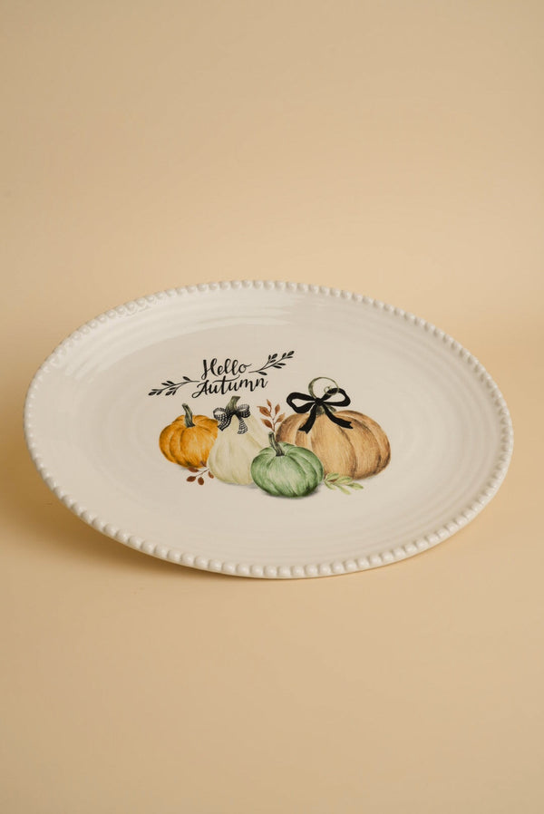 Carraig Donn Cream Ceramic Halloween Pumpkin Platter