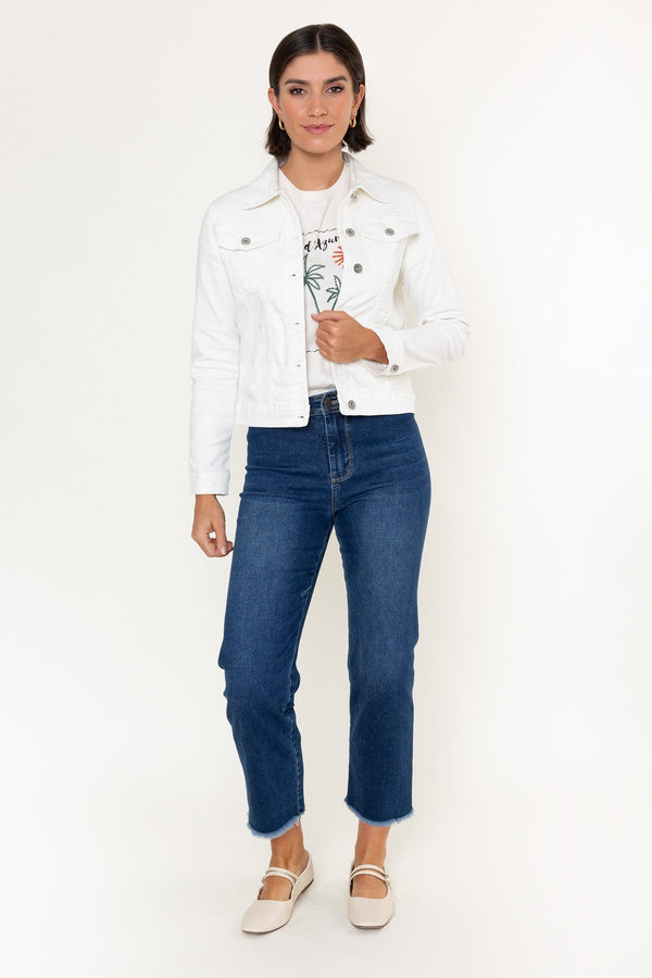 Carraig Donn Cream Cotton Stretch Denim Jacket