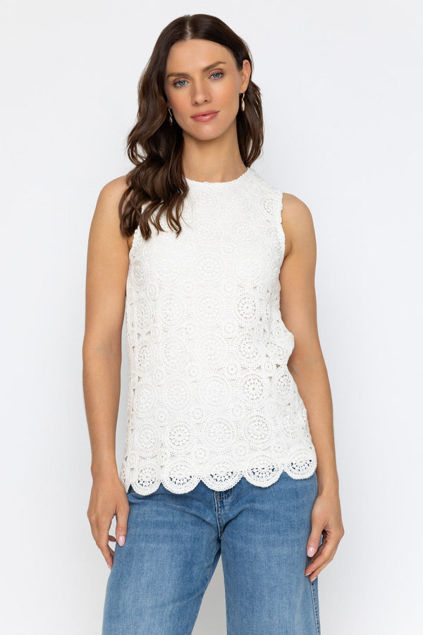 Carraig Donn Cream Crochet Sleeveless Top