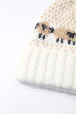 Carraig Donn Cream Knitted Sheep Motif Pom Pom Beanie Hat