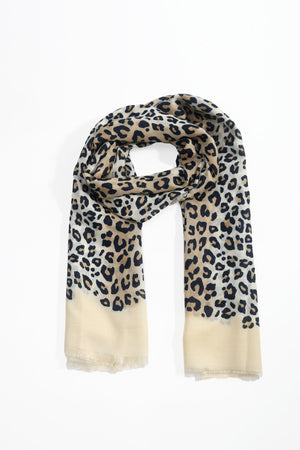 Carraig Donn Cream Leopard Print Viscose Lightweight Scarf