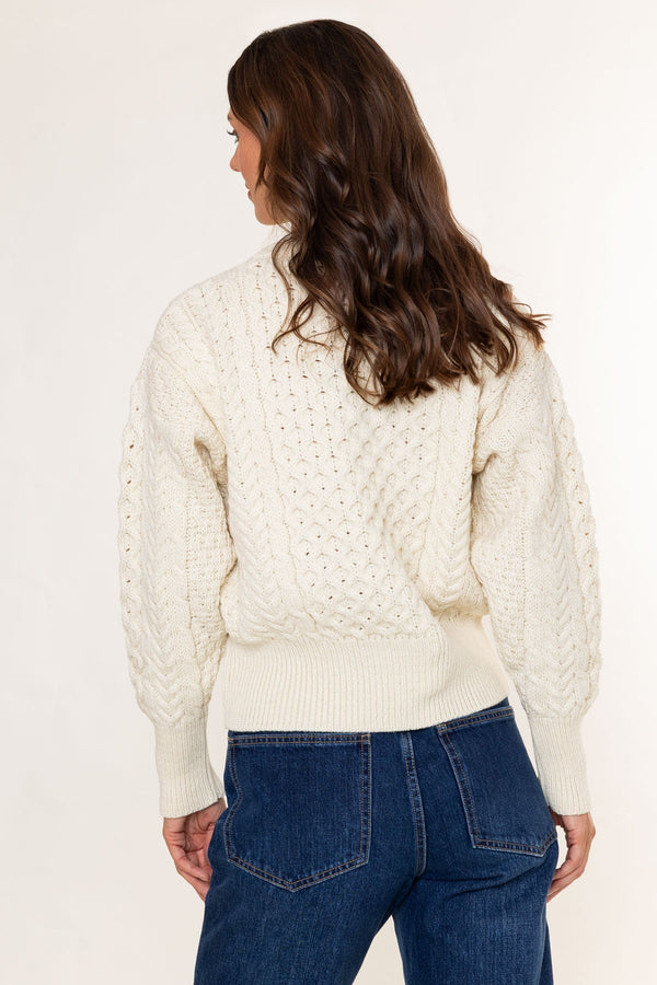 Carraig Donn Cream Merino Wool Claddagh Aran Jumper