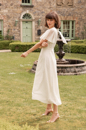 Carraig Donn Cream Midi Dress with Gold Foil Polka Dots
