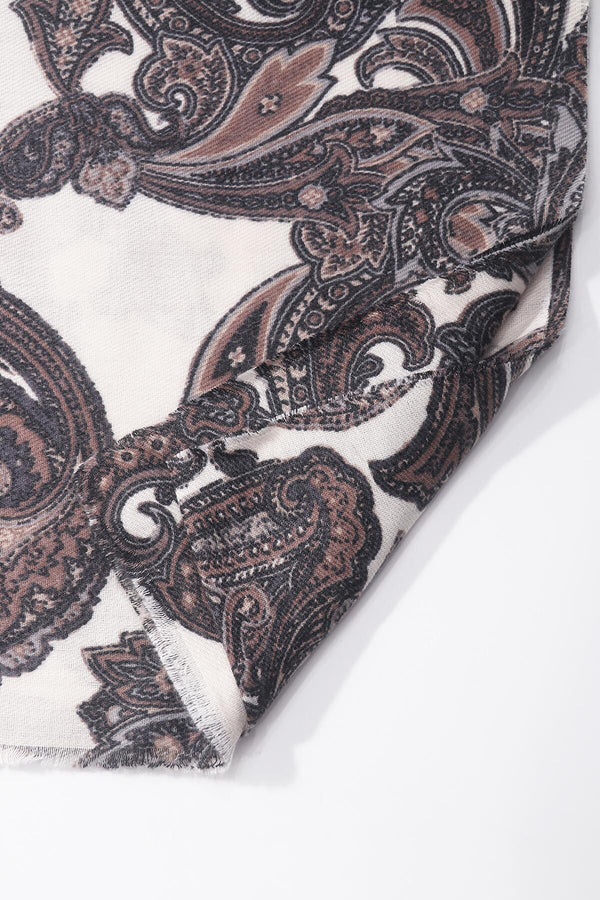 Carraig Donn Cream Paisley Print Viscose Lightweight Scarf