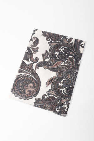 Carraig Donn Cream Paisley Print Viscose Lightweight Scarf