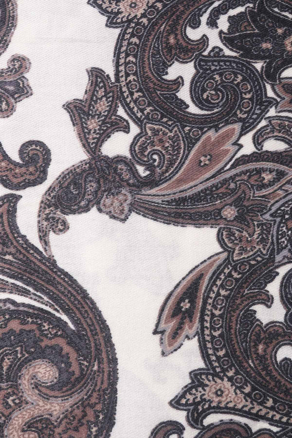 Carraig Donn Cream Paisley Print Viscose Lightweight Scarf