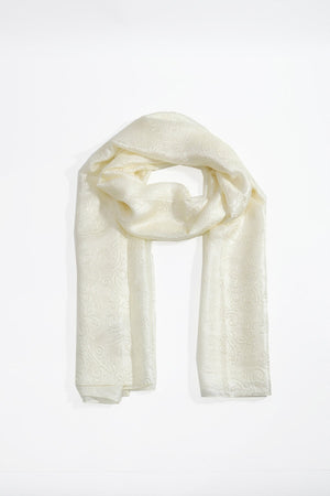 Carraig Donn Cream Silk Touch Floral Embossed Scarf