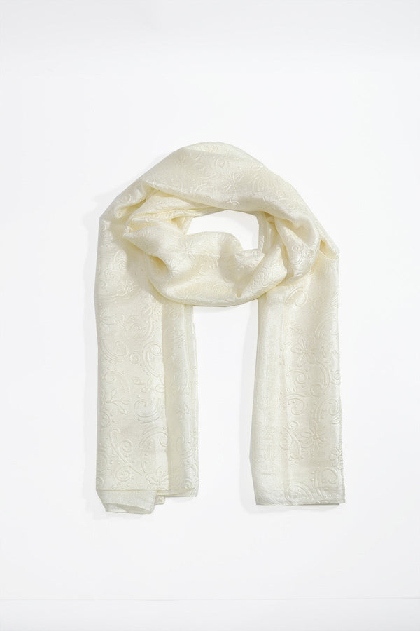 Carraig Donn Cream Silk Touch Floral Embossed Scarf