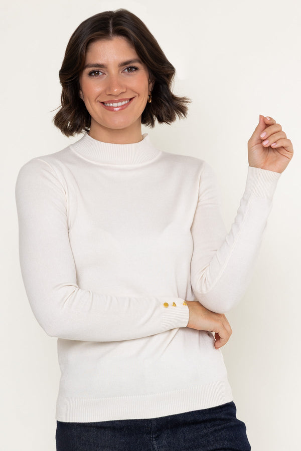 Carraig Donn Cream Viscose Blend Knitted Turtleneck Long Sleeve Jumper
