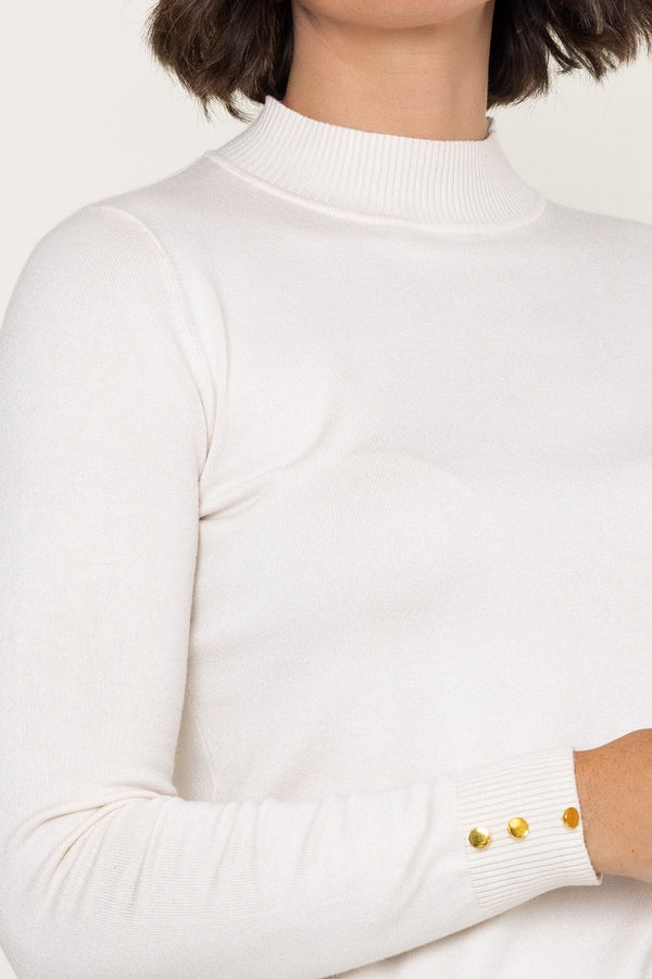 Carraig Donn Cream Viscose Blend Knitted Turtleneck Long Sleeve Jumper