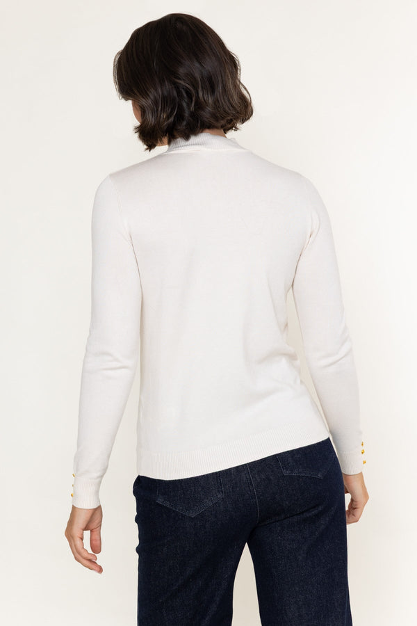 Carraig Donn Cream Viscose Blend Knitted Turtleneck Long Sleeve Jumper