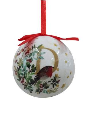 Carraig Donn D Christmas Robin Alphabet Tree Bauble