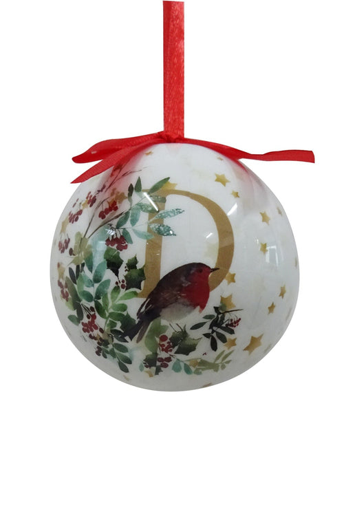 Carraig Donn D Christmas Robin Alphabet Tree Bauble