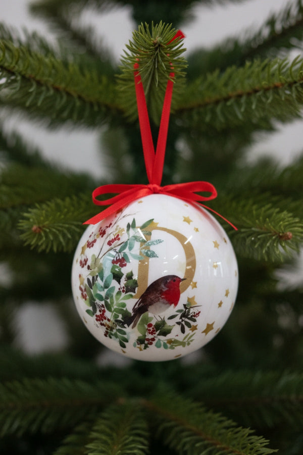 Carraig Donn D Christmas Robin Alphabet Tree Bauble