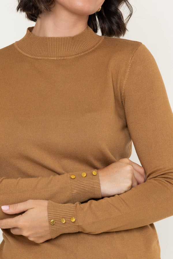 Carraig Donn Dark Beige Viscose Blend Knitted Turtleneck Long Sleeve Jumper