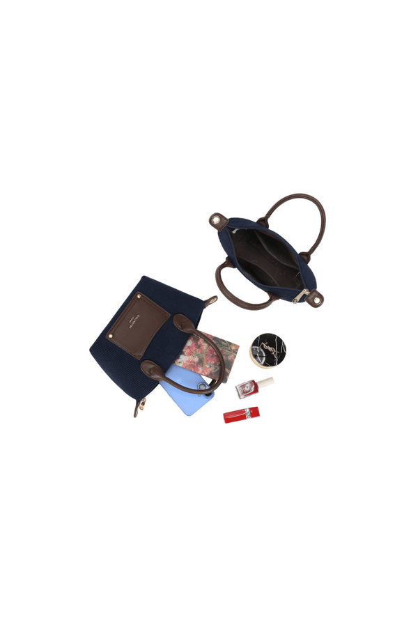 Carraig Donn Dark Blue Corduroy Mini Top Handle Tote Bag