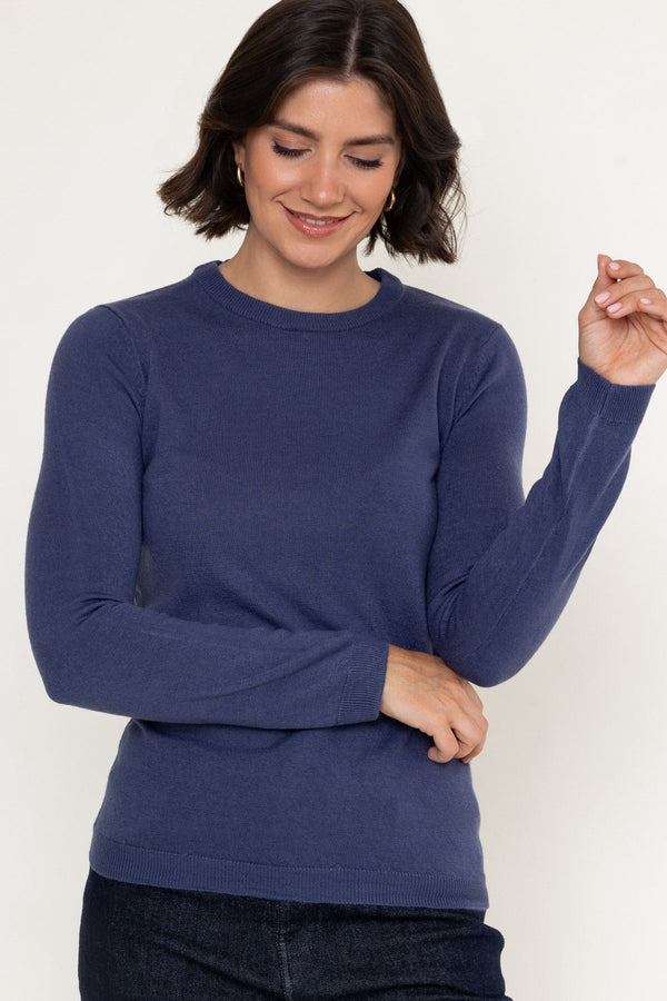 Carraig Donn Dark Blue Knitted Crew Neck Long Sleeve Jumper