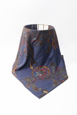 Carraig Donn Dark Blue Paisley Print Viscose Lightweight Scarf