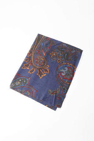 Carraig Donn Dark Blue Paisley Print Viscose Lightweight Scarf