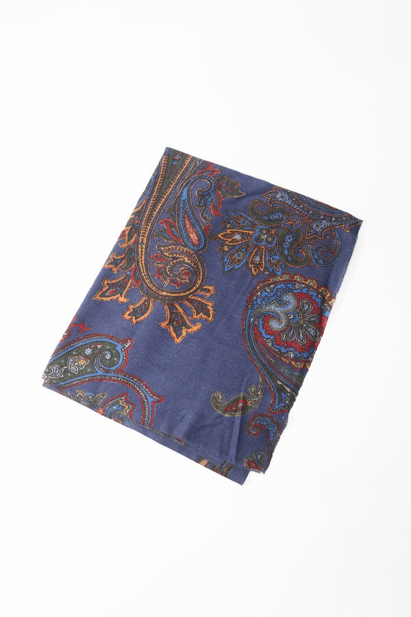 Carraig Donn Dark Blue Paisley Print Viscose Lightweight Scarf