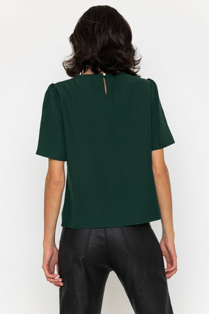 Carraig Donn Dark Green 3 Bow Detail Short Sleeve Top