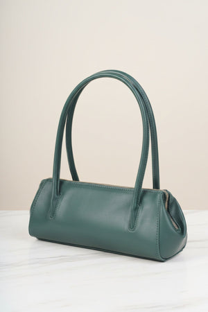 Carraig Donn Dark Green Faux Leather Structured Baguette Bag