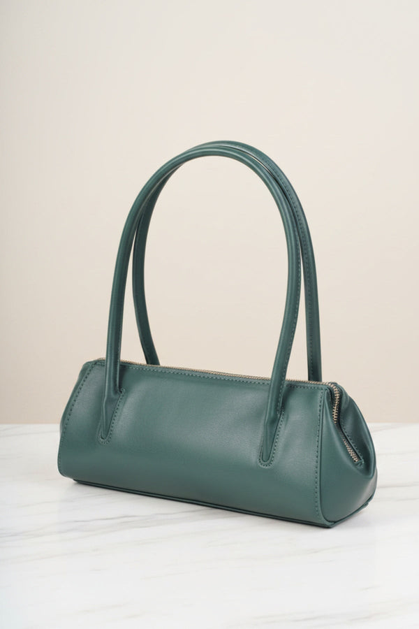 Carraig Donn Dark Green Faux Leather Structured Baguette Bag
